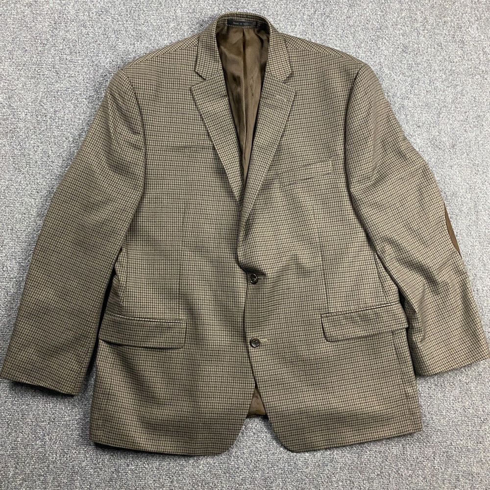 Michael‎ Kors Blazer Men's 46R Shepherd Check Brown Polyester Blend Adults